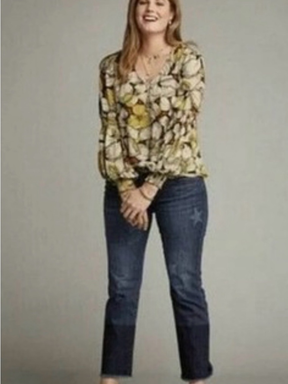 CAbi Dark Blue Denim Women slim boyfriend raw hem stars ankle jeans 12